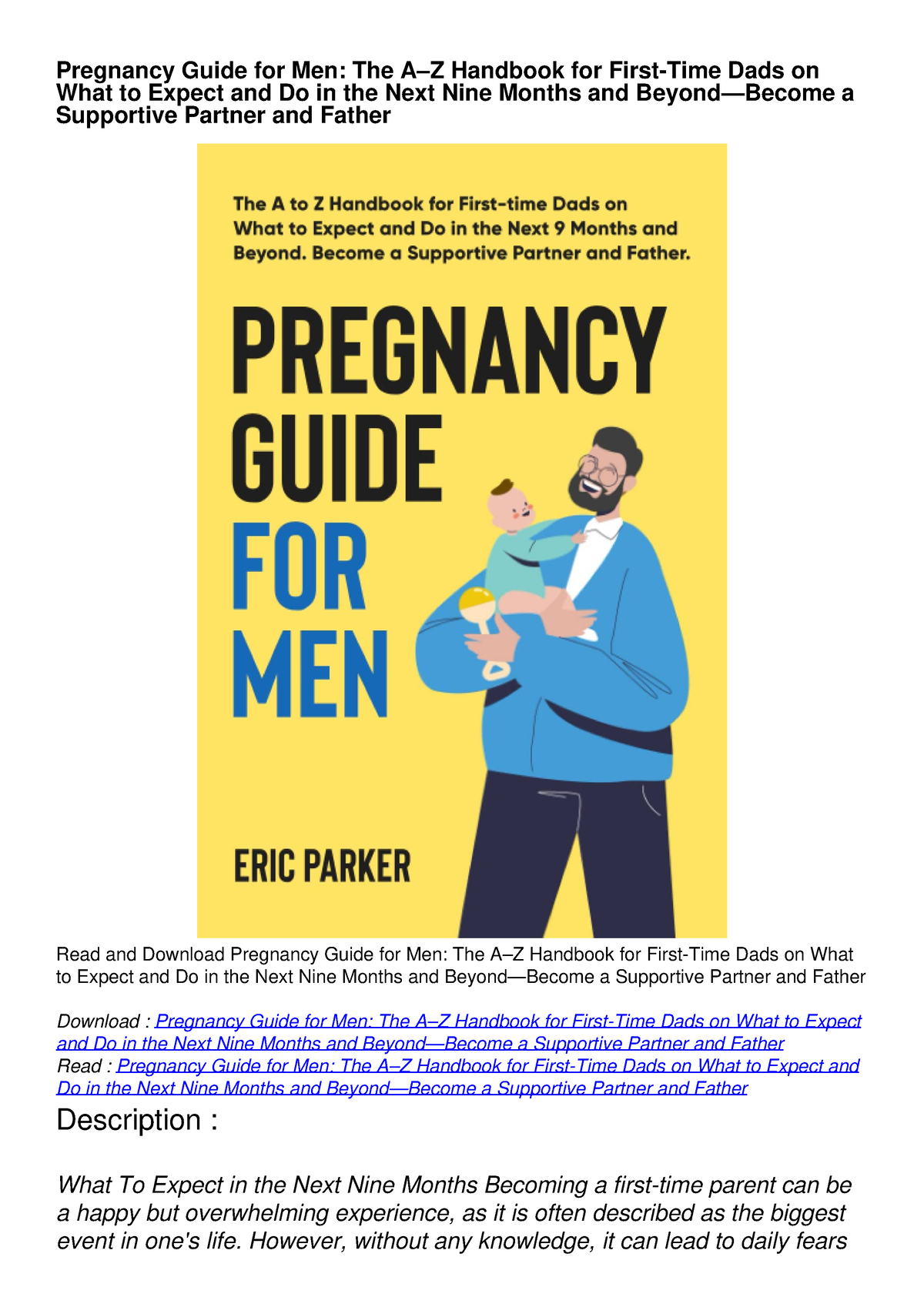 Download Pregnancy Guide For Men The Az Handbook For First Time Dads On What T Pregnancy 