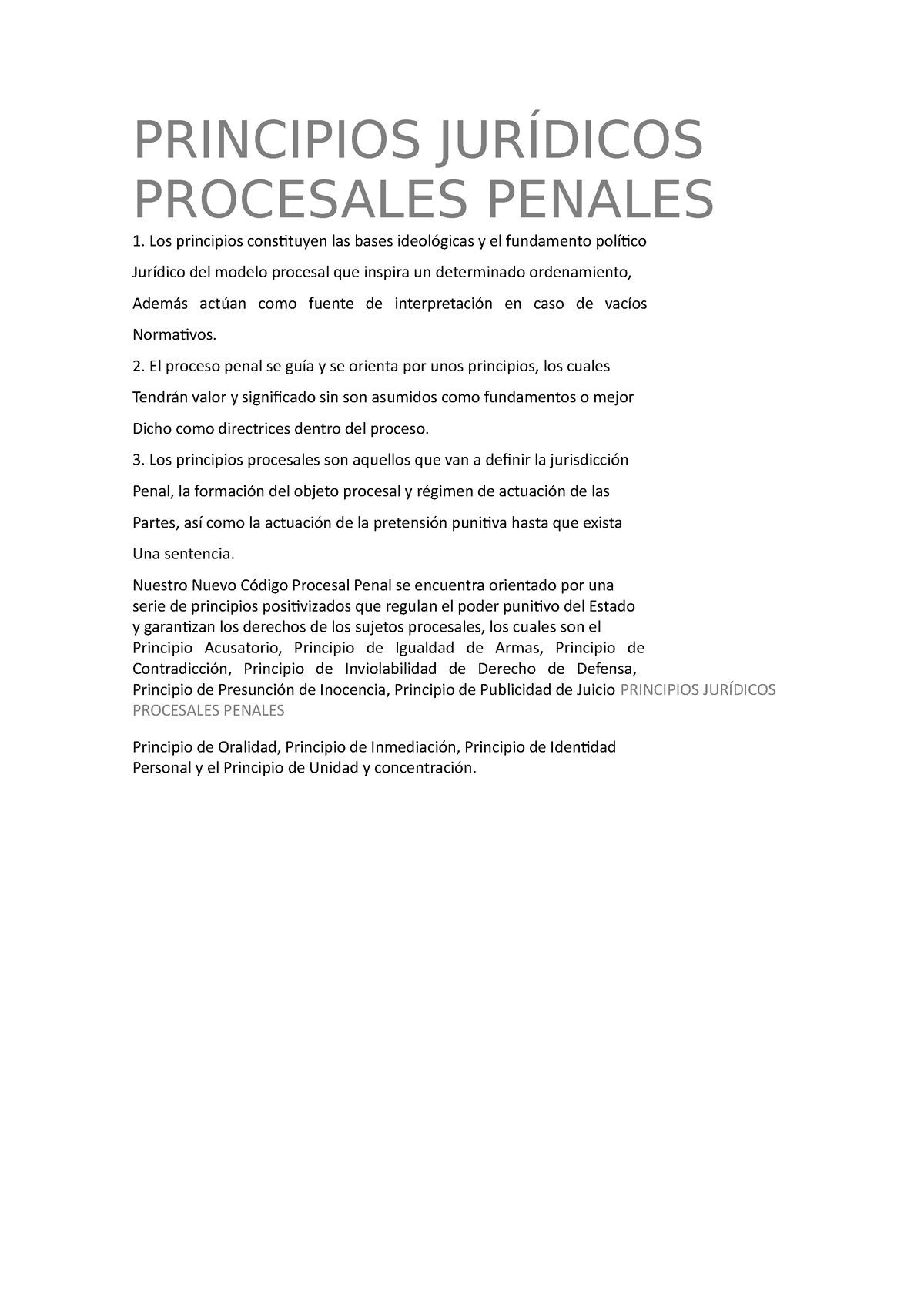 Principio De Oralidad - PRINCIPIOS JURÍDICOS PROCESALES PENALES Los ...