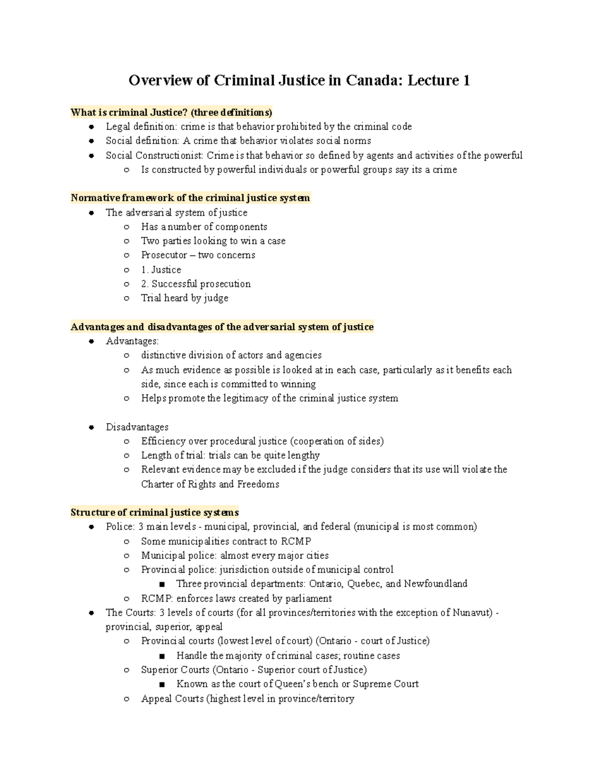 Overview of Criminal Justice In Canada - Justice 2. Successful ...