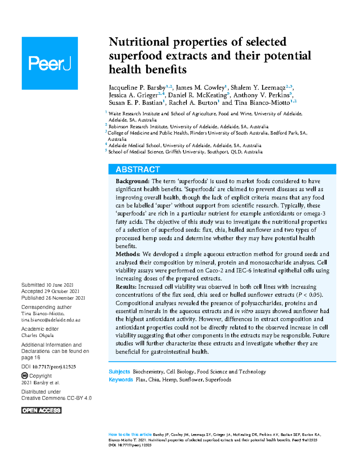Material Complementario Nutritional properties of selected superfood
