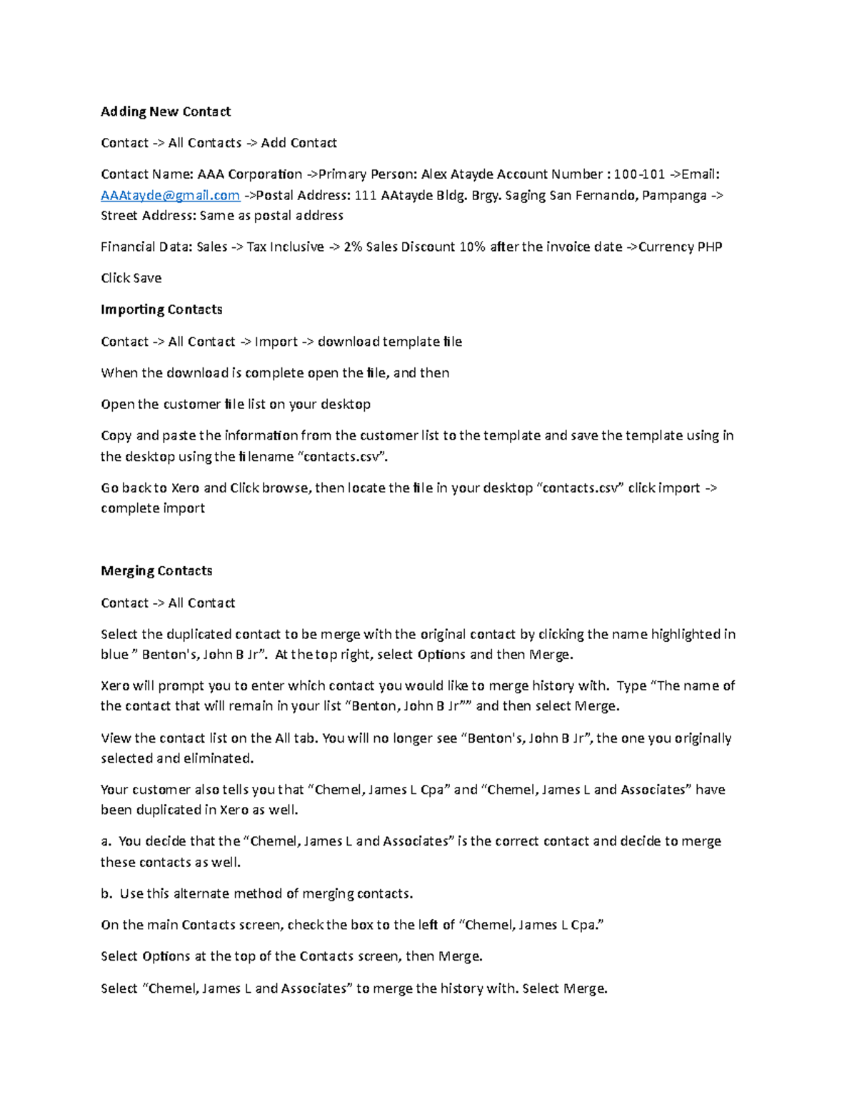 Managing Contacts and Inventories - Adding New Contact Contact -> All ...