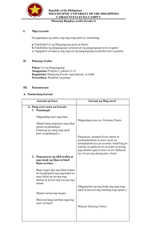 Pandiwa Lesson Plan - Masusing Banghay Sa Filipino 2 (Pandiwa) I. Mga ...