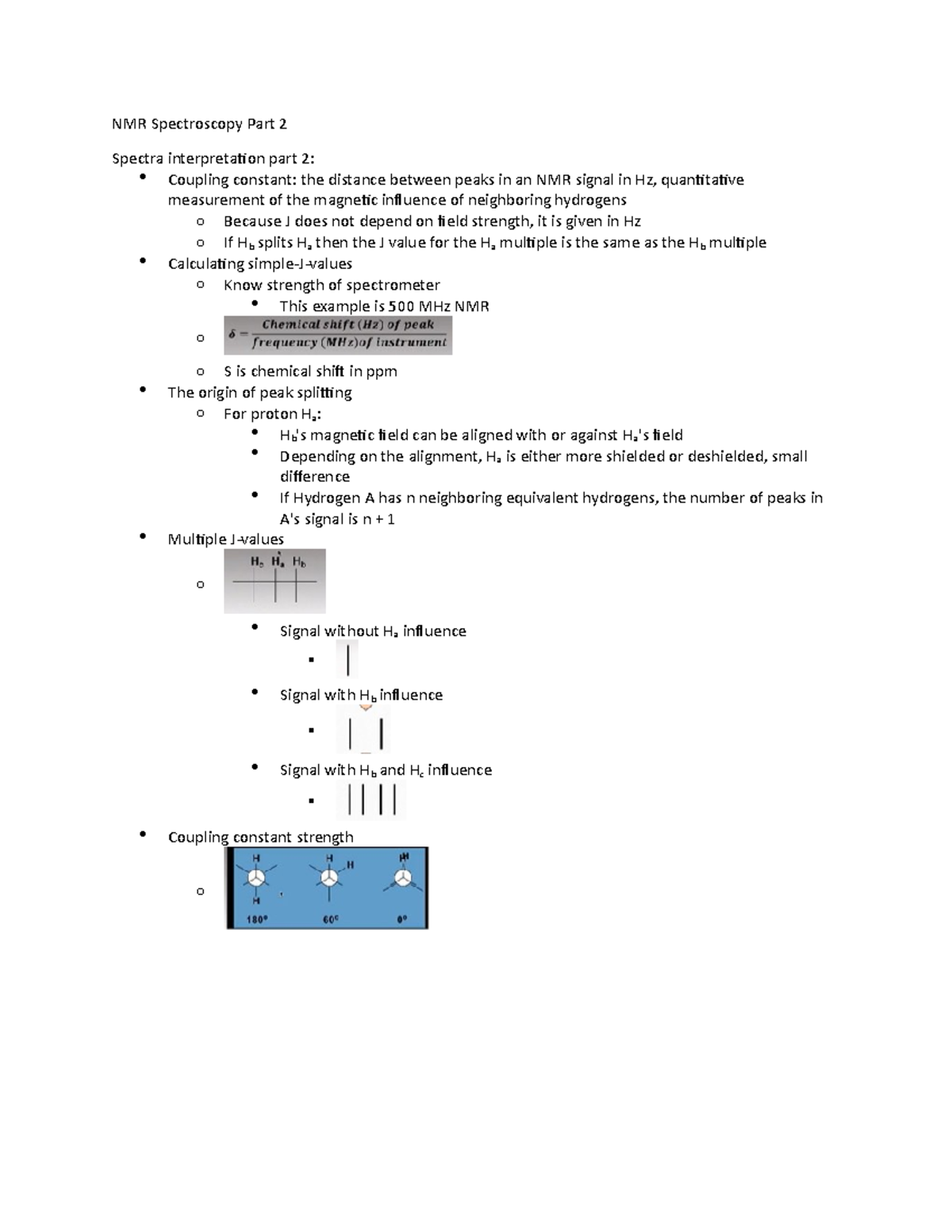 NMR Part 2 Notes on NMR spectroscopy part 2 for the second dry lab