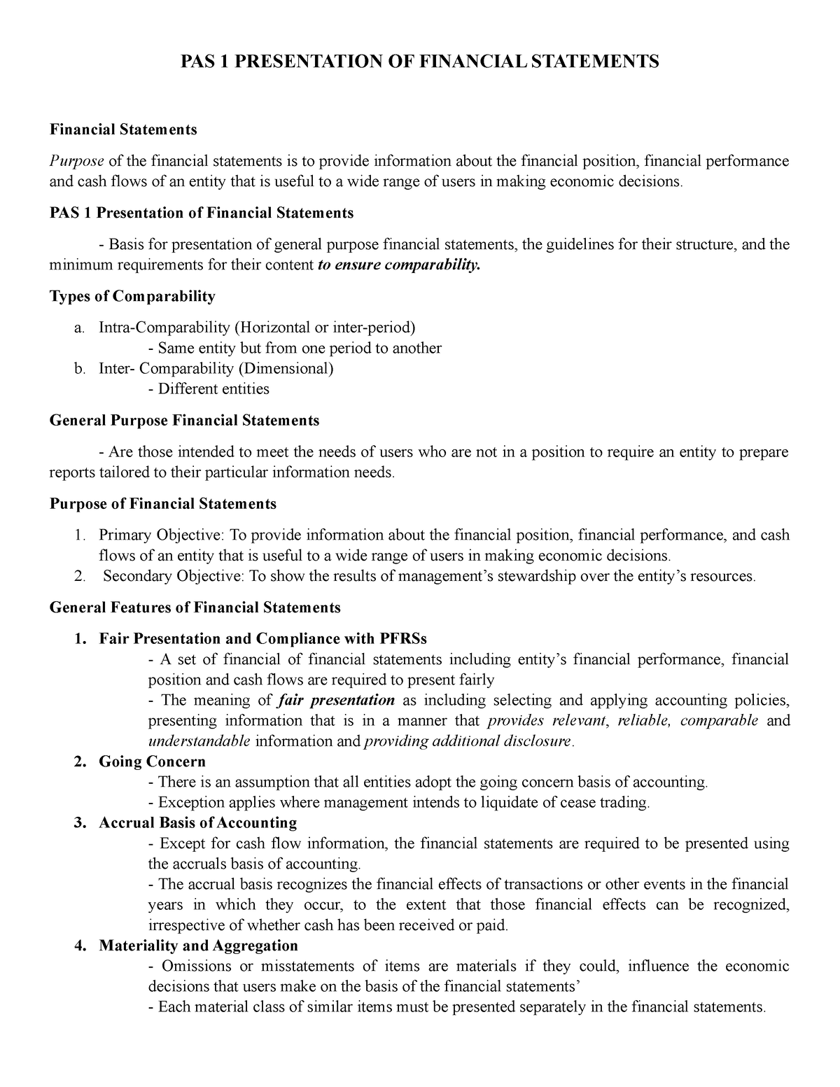 mpsas 1 presentation of financial statements