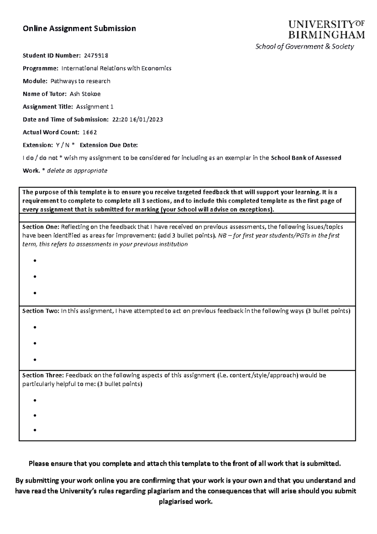 Pathways to research 1 essay - Online Assignment Submission School of ...