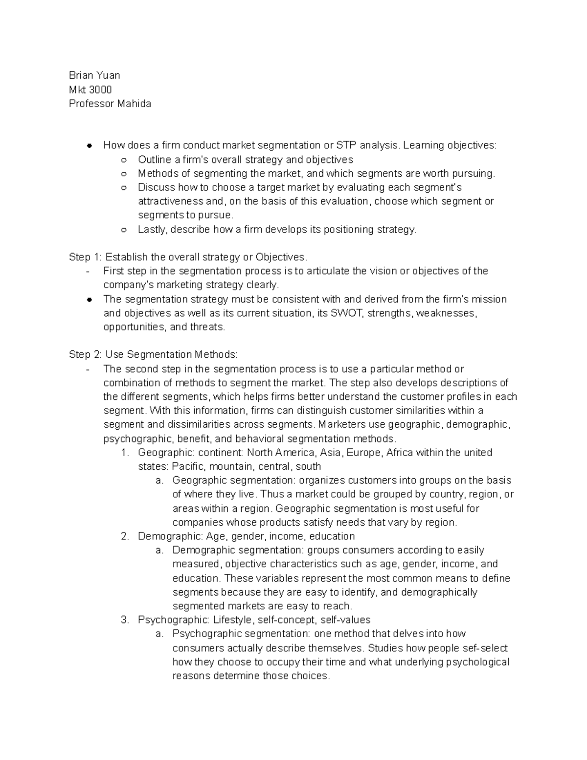 Chapter Segmentation Targeting Positioning Brian Yuan Mkt