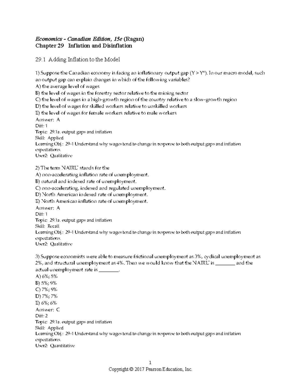 【题库】chapter+29 - 1 Economics - Canadian Edition, 15e (Ragan) Chapter 29 ...