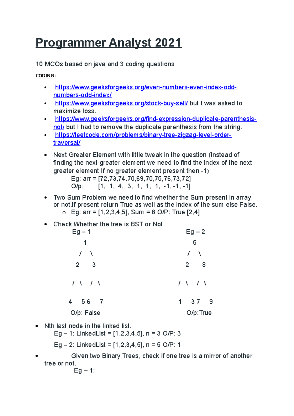 Amity - Important questions - Programmer Analyst 2021 10 MCQs based on ...