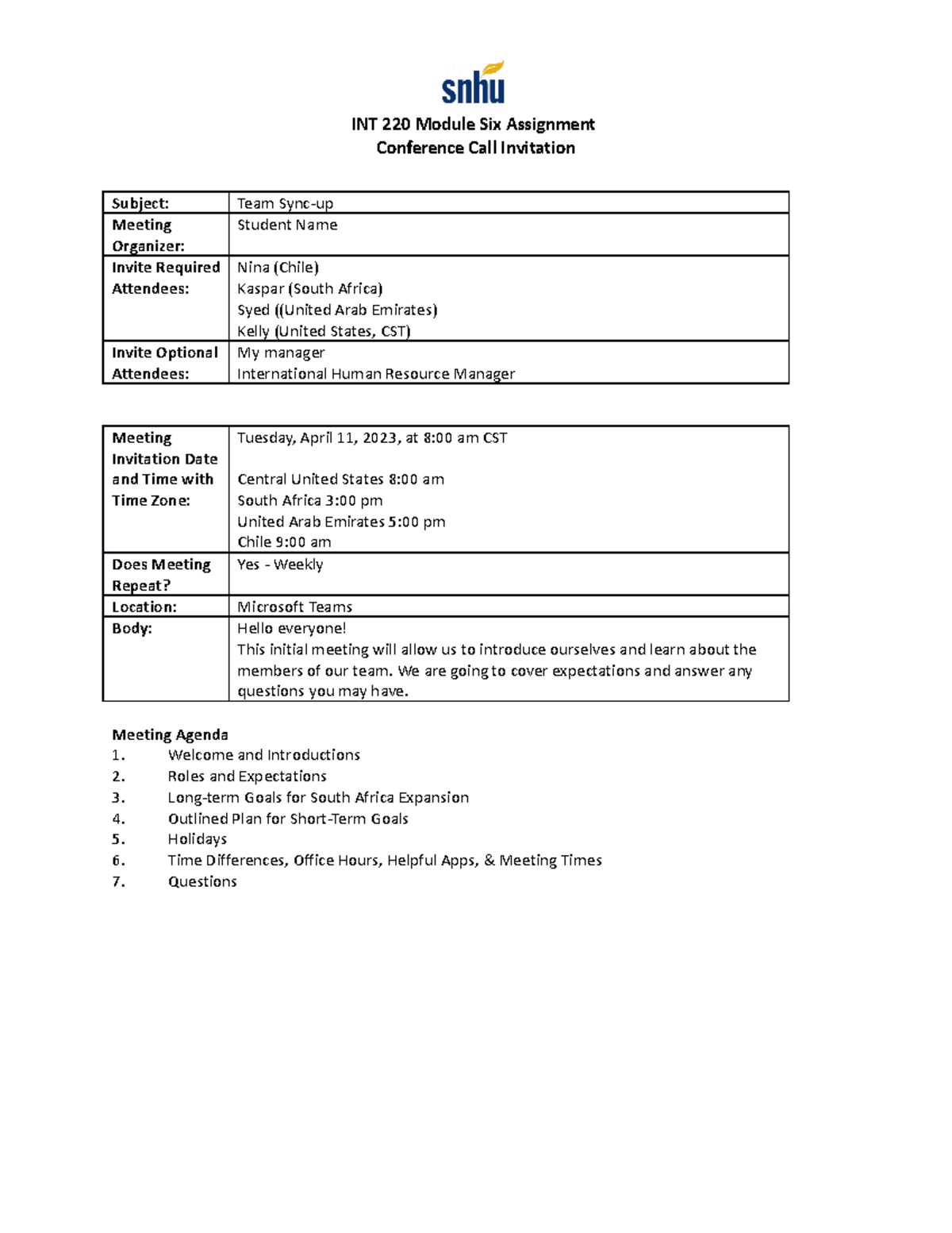 international assignment cost estimate