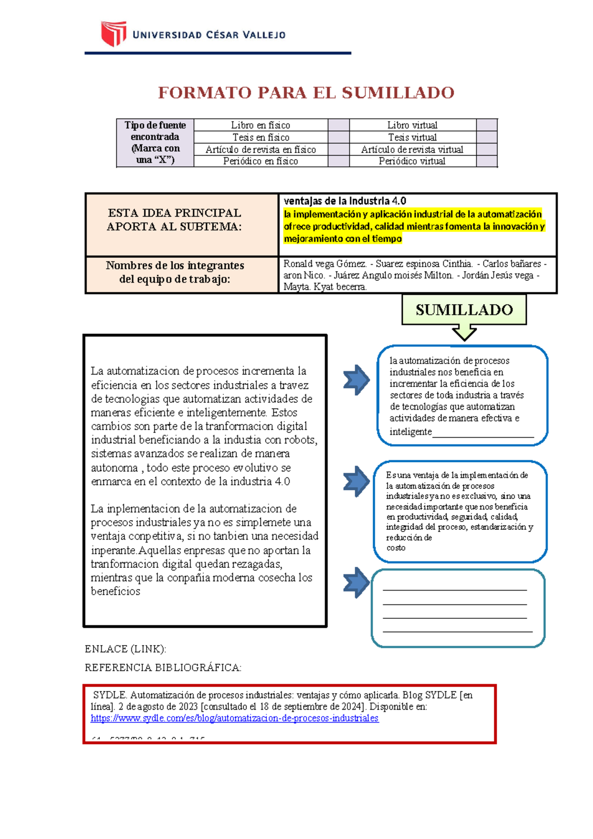 Formato PARA Sumillado S3 - FORMATO PARA EL SUMILLADO Tipo de fuente ...