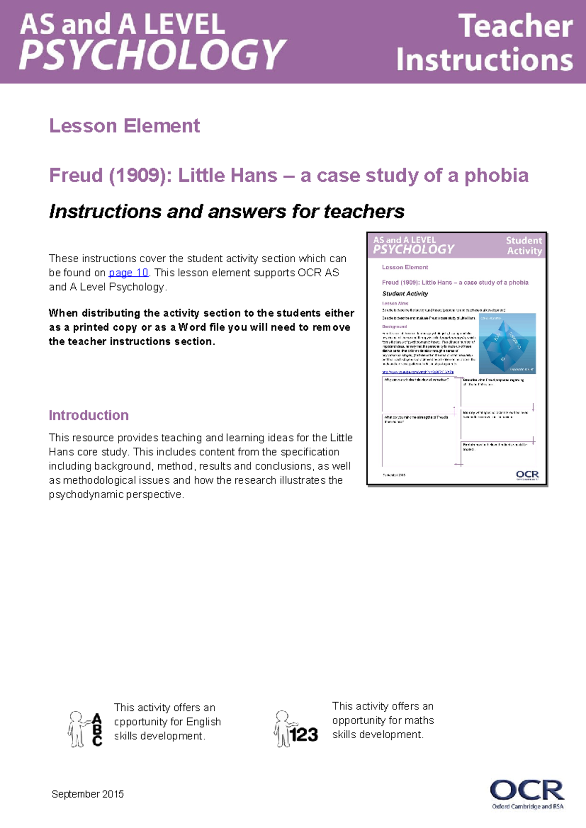 261278 freud little hans case study lesson element - Lesson Element ...