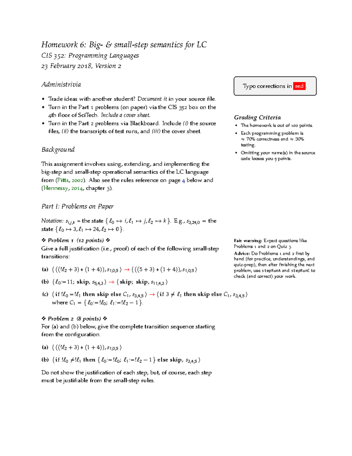 Hw06 - CIS 352 Programming Language: Theory & Practice Professor : Jim ...