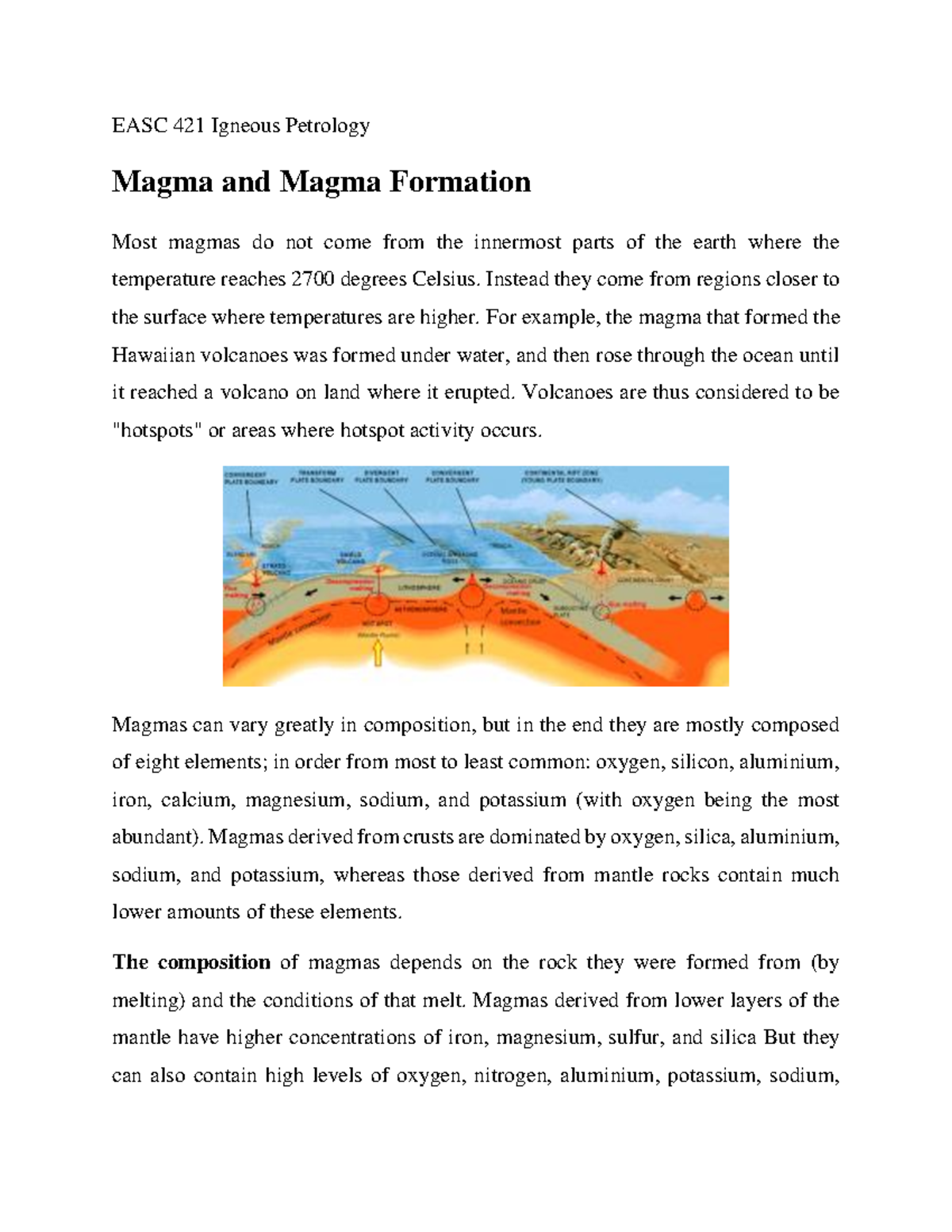 Magma And Magma Formation - EASC 421 Igneous Petrology Magma And Magma ...