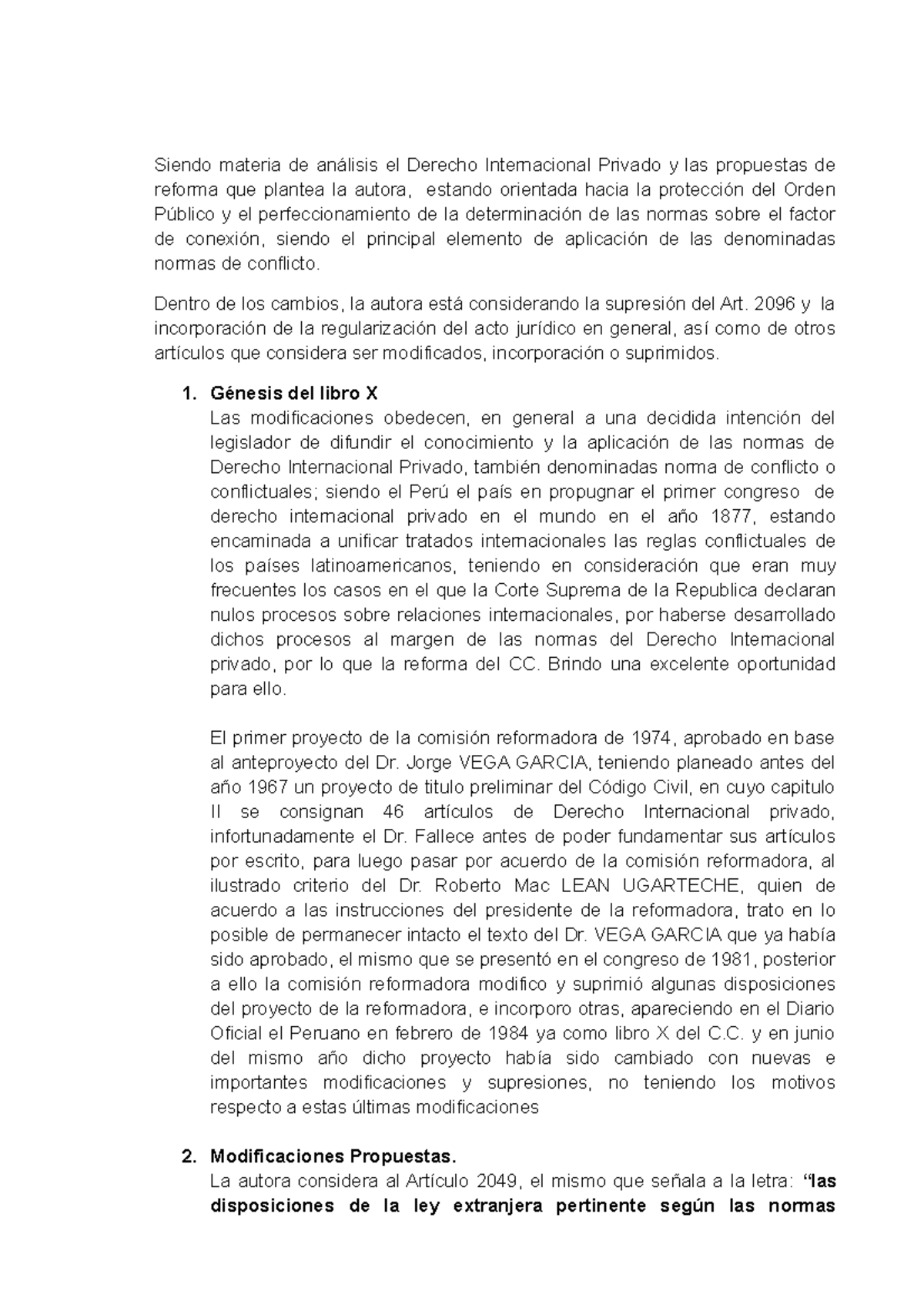 Artículo de la doctora Delia Revoredo Siendo materia de análisis el