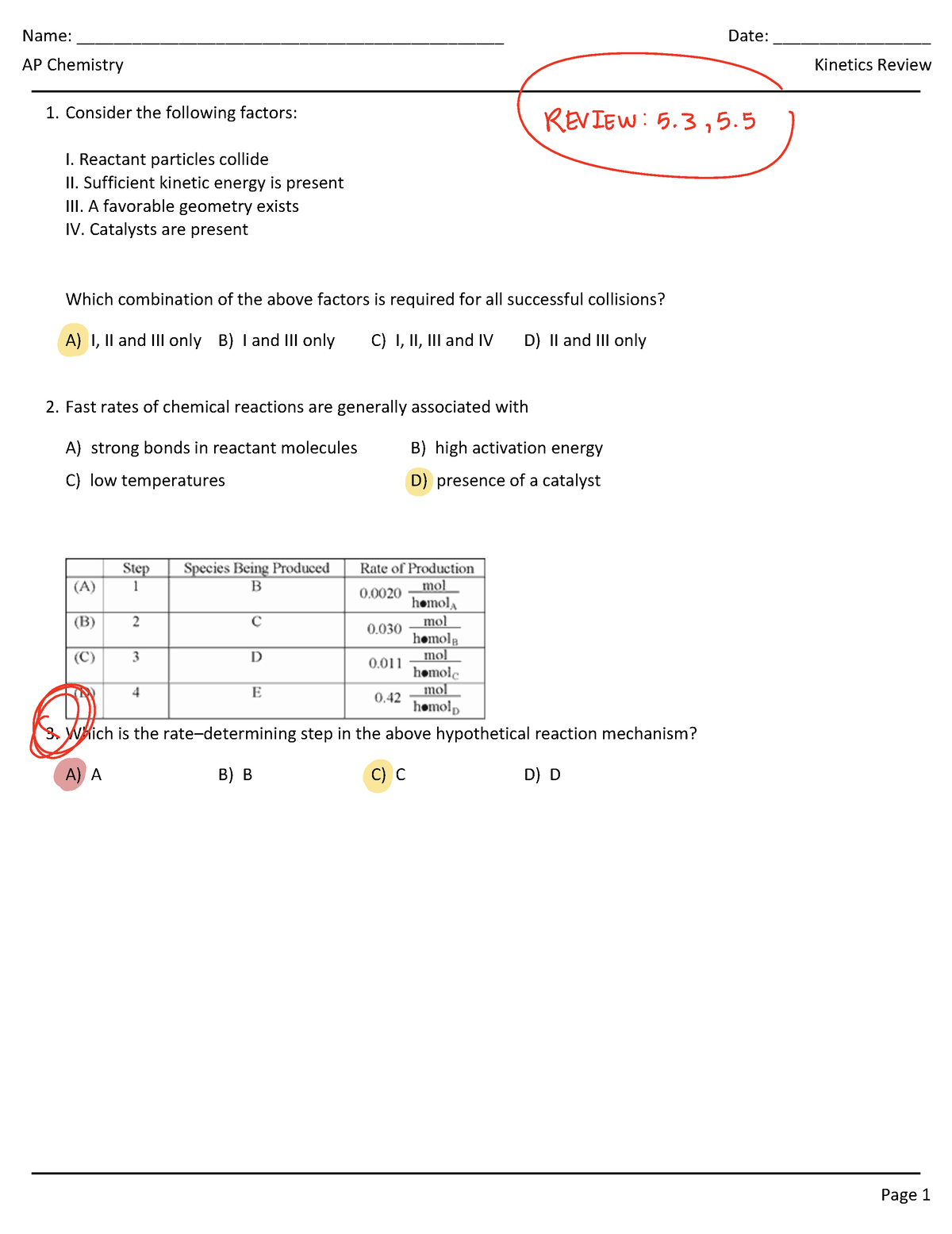 AP Chemistry Kinetics Review - Studocu