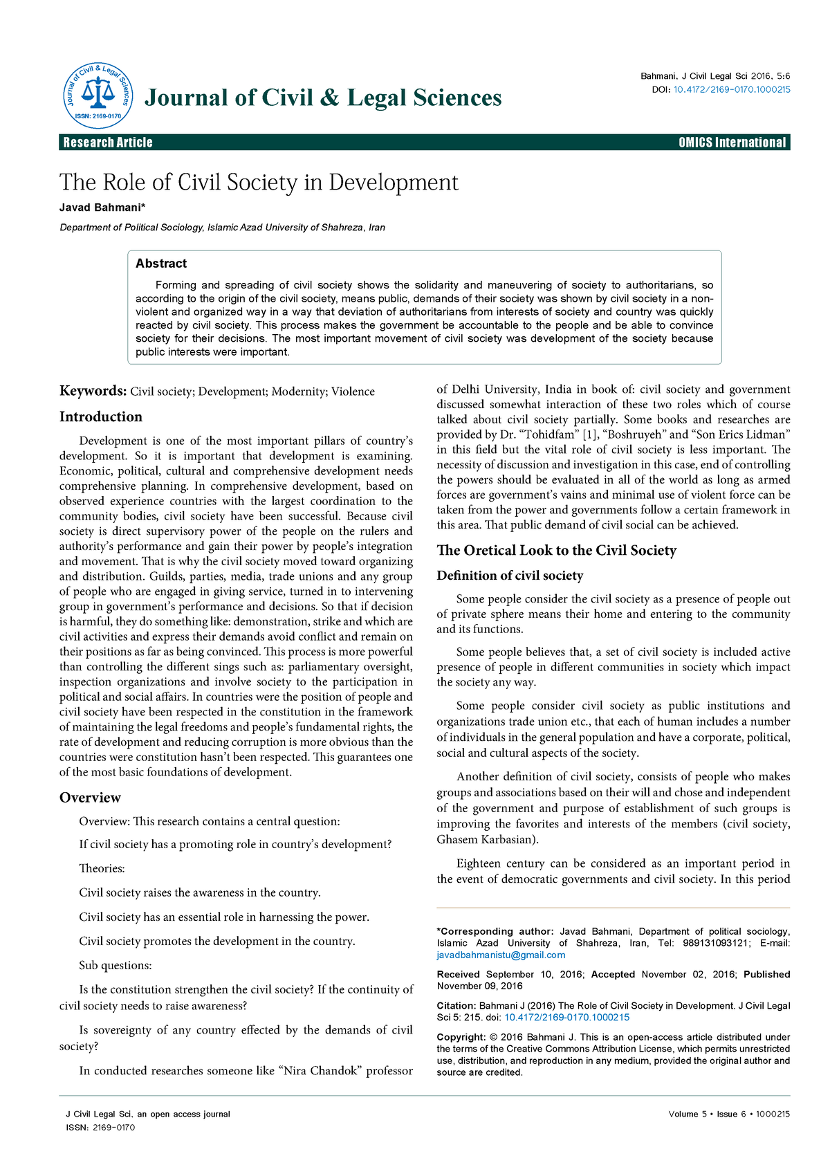 literature review on civil society