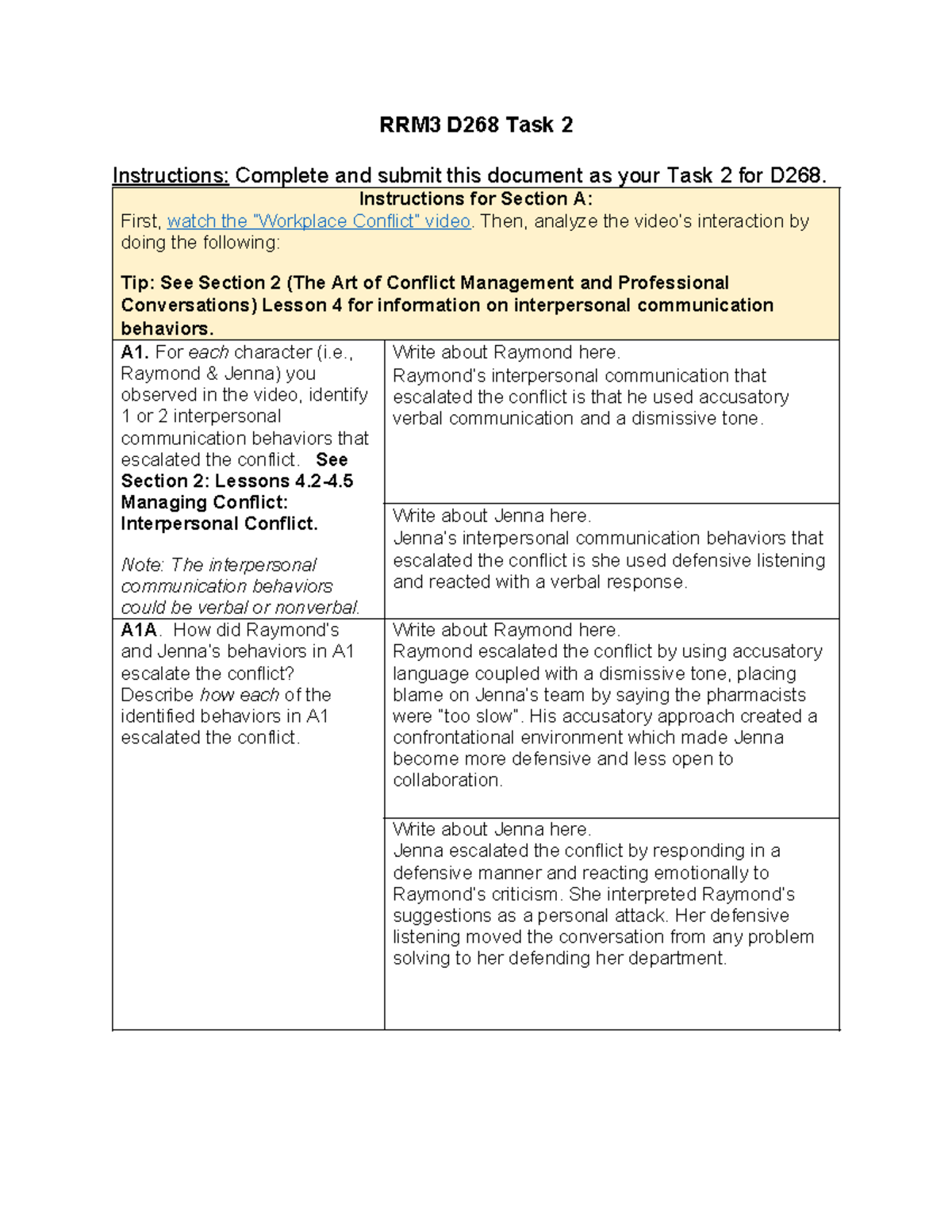 RRM3 D268 Task 2 - Task 2 for D268 - RRM3 D268 Task 2 Instructions ...