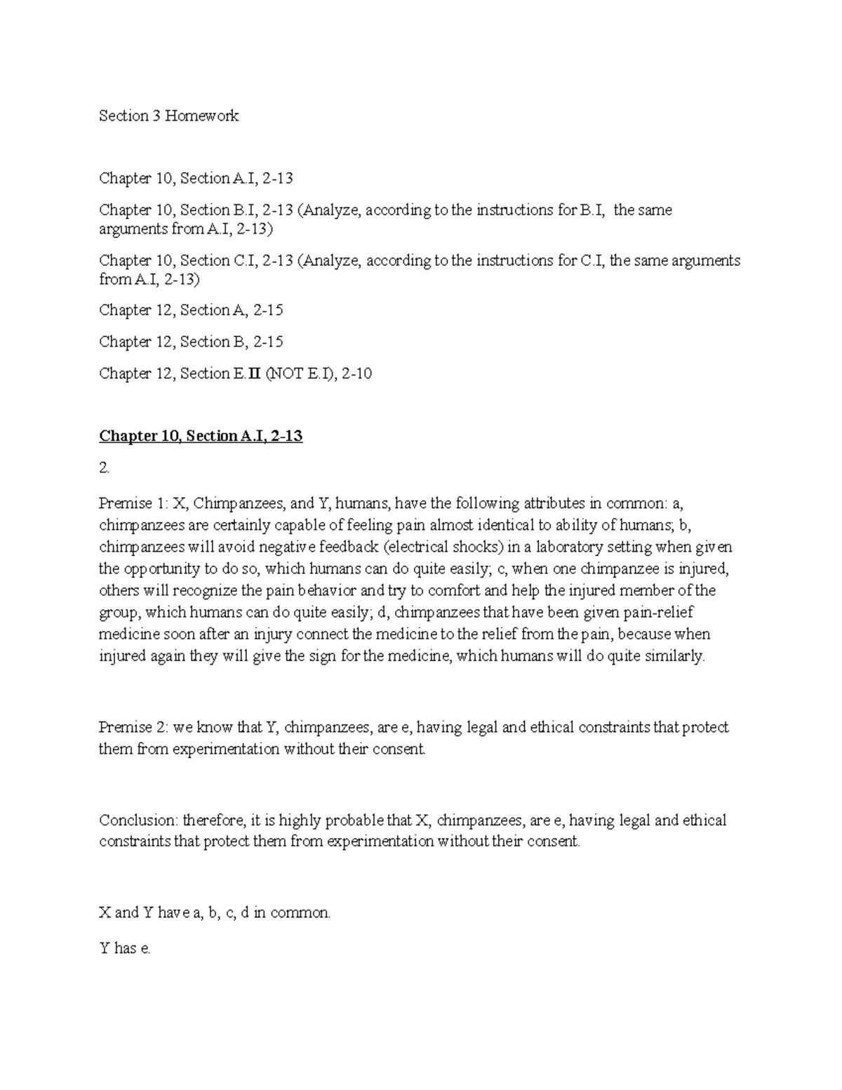 Section 3 Homework - Section 3 Homework Chapter 10, Section A, 2 ...