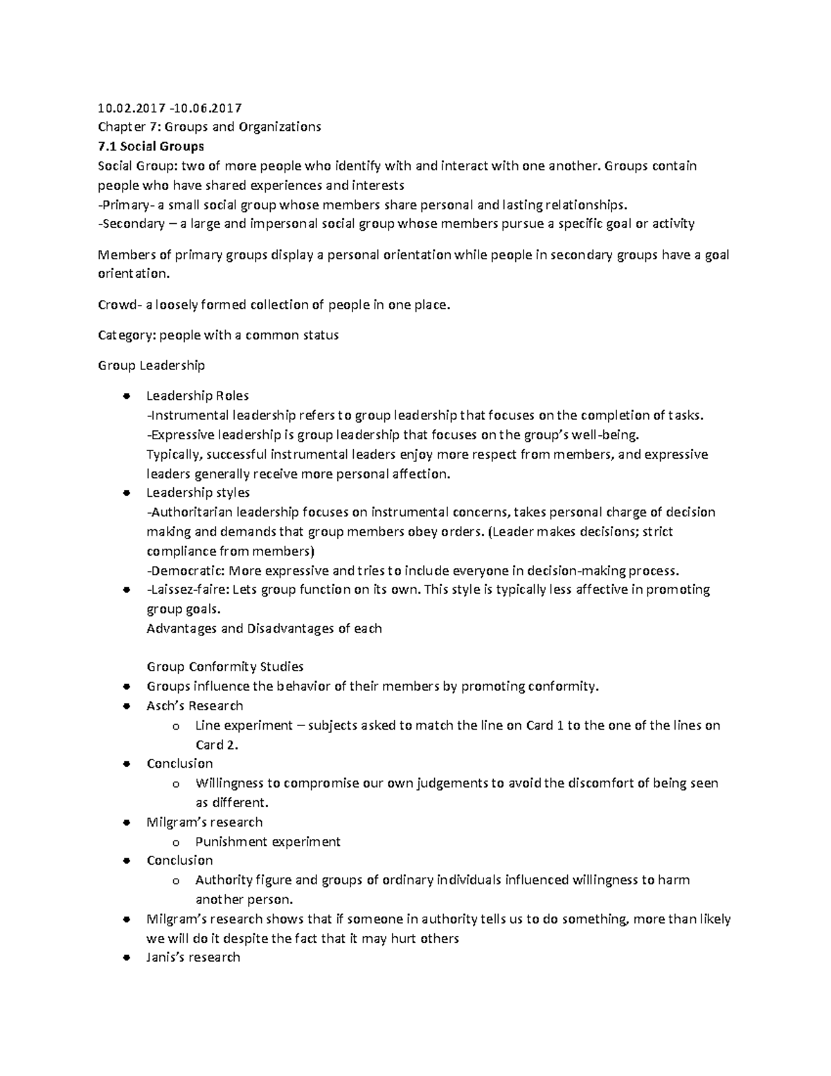 Chapter 7: Groups and Organizations - 10.02 -10. Chapter 7: Groups and ...