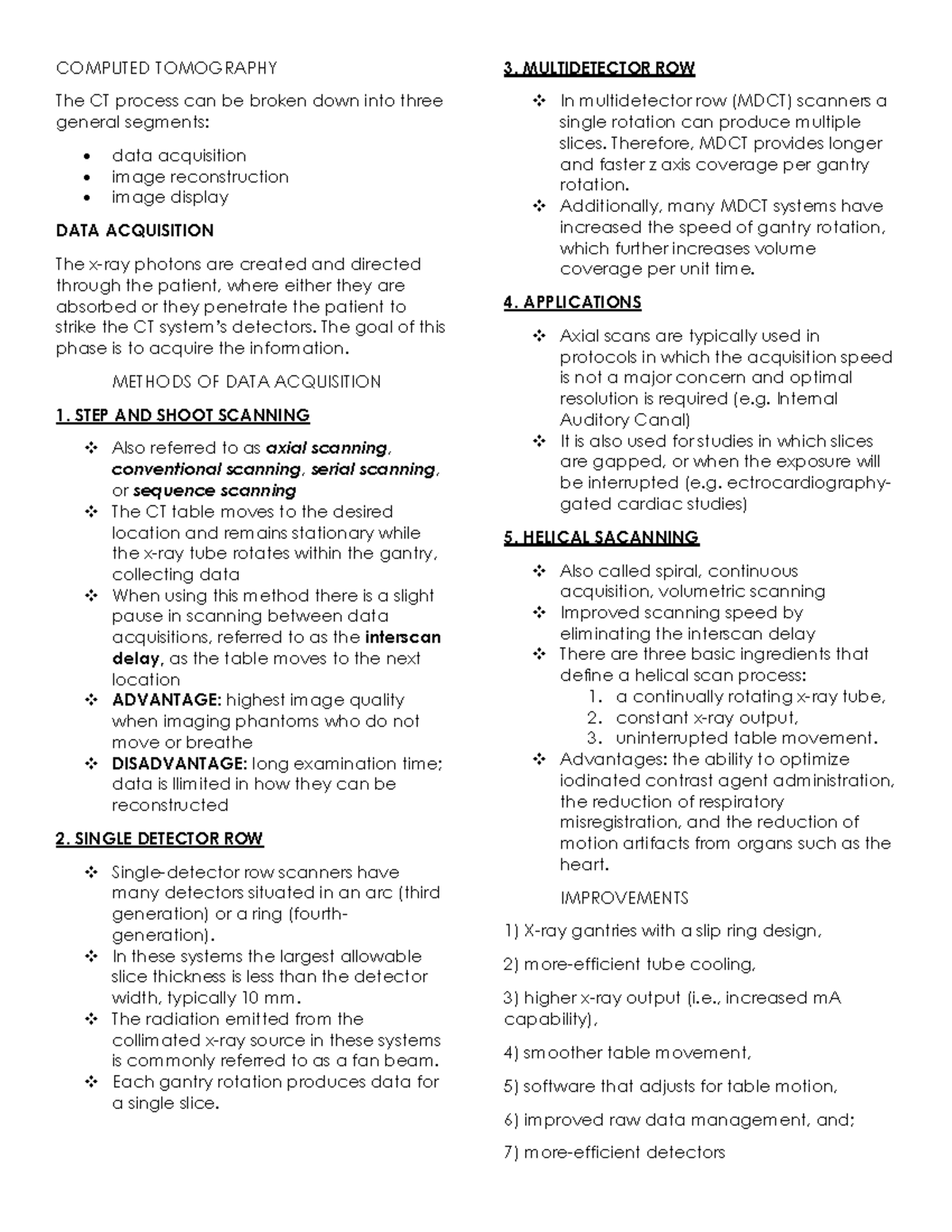 Computed Tomography Notes - Nursing - BSU - Studocu