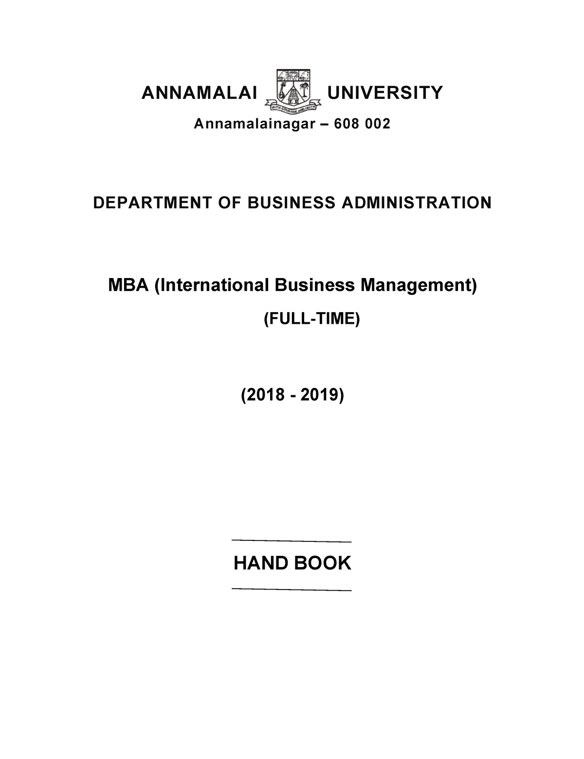 Business administration - ANNAMALAI UNIVERSITY Annamalainagar – 608 002 ...