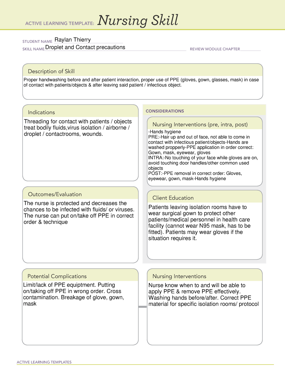 Nursing skill infection control - RNSG 1234 - ACTIVE LEARNING TEMPLATES ...