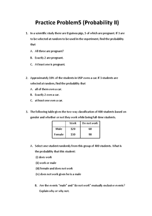 Practice Problem 6 (Discrete Prob. Distr Bin. Distr) - Practice ...