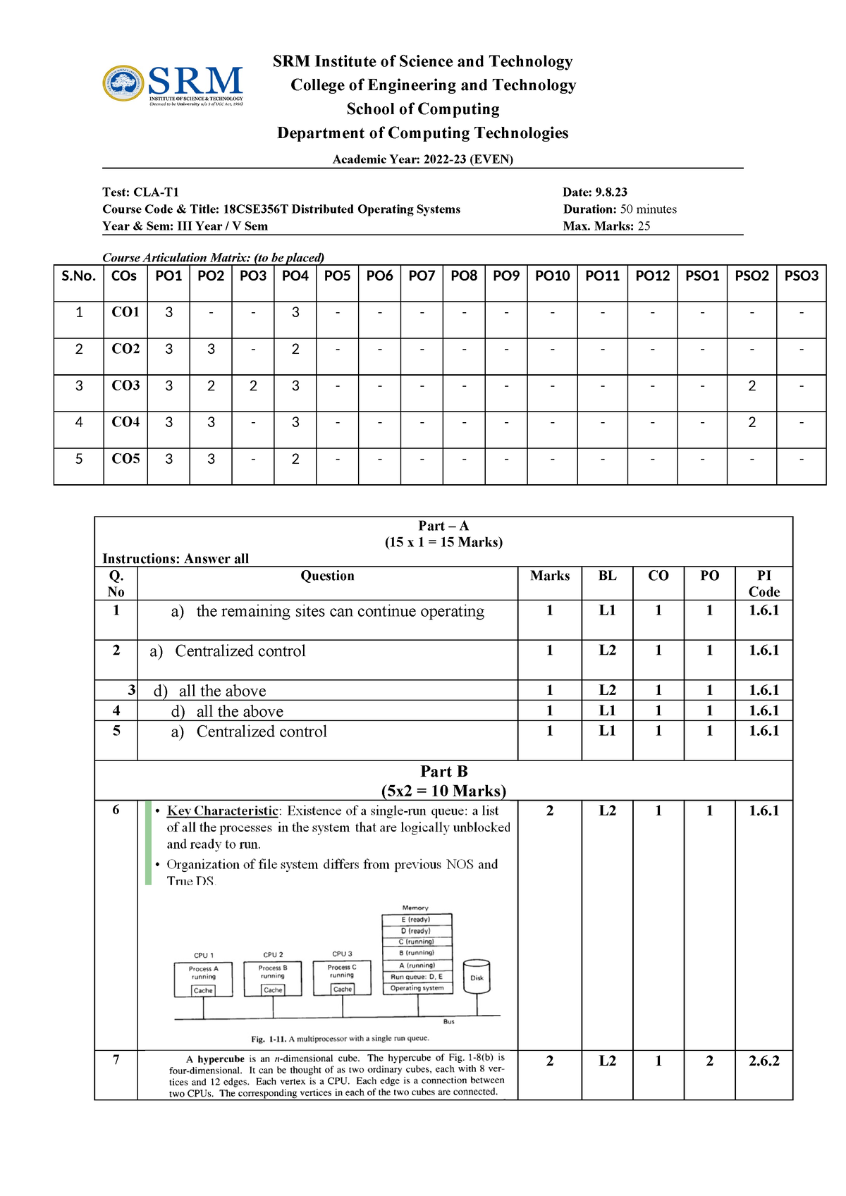 CT1 AK SET - pyqs - SRM Institute of Science and Technology College of ...