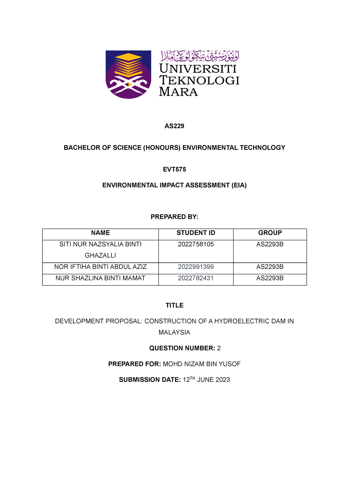 EIA 2 - good notes - Diploma in Polymer Technology - Studocu