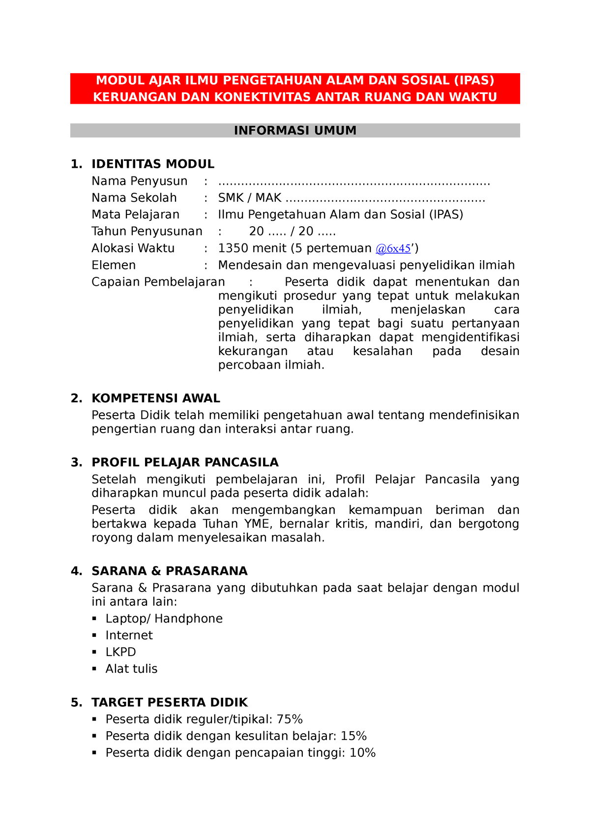 5 Modul Ipas E Keruangan Dan Konektivitas Antar Ruang Dan Waktu Modul Ajar Ilmu Pengetahuan 7603