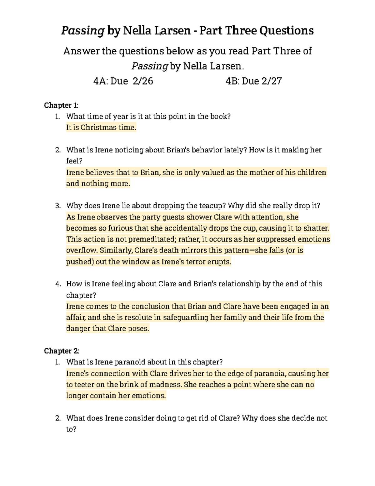 Angelo Lango Passing Part 3 Questions Passing by Nella Larsen