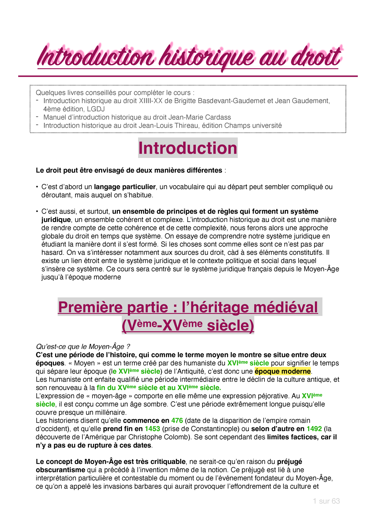 Introduction Historique Au Droit (cours) - Introduction Historique Au ...