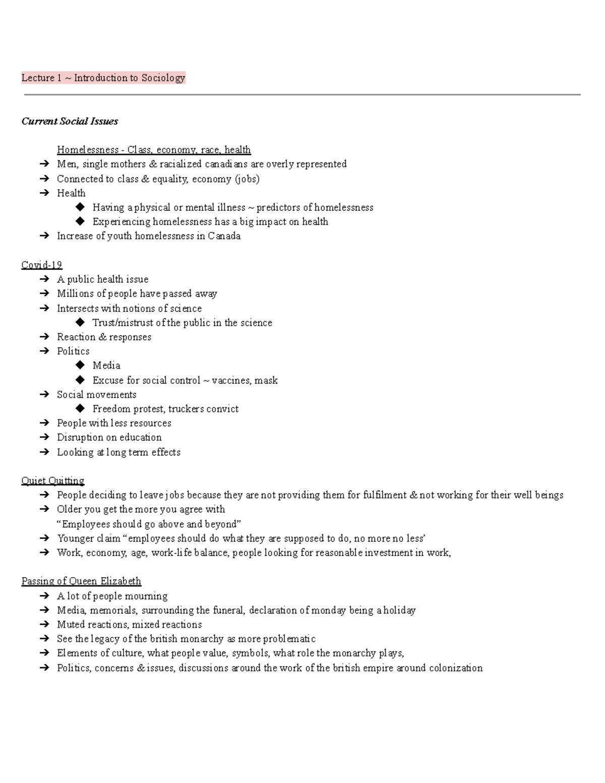 SOC100 Midterm Notes - Lecture 1 ~ Introduction To Sociology Current ...