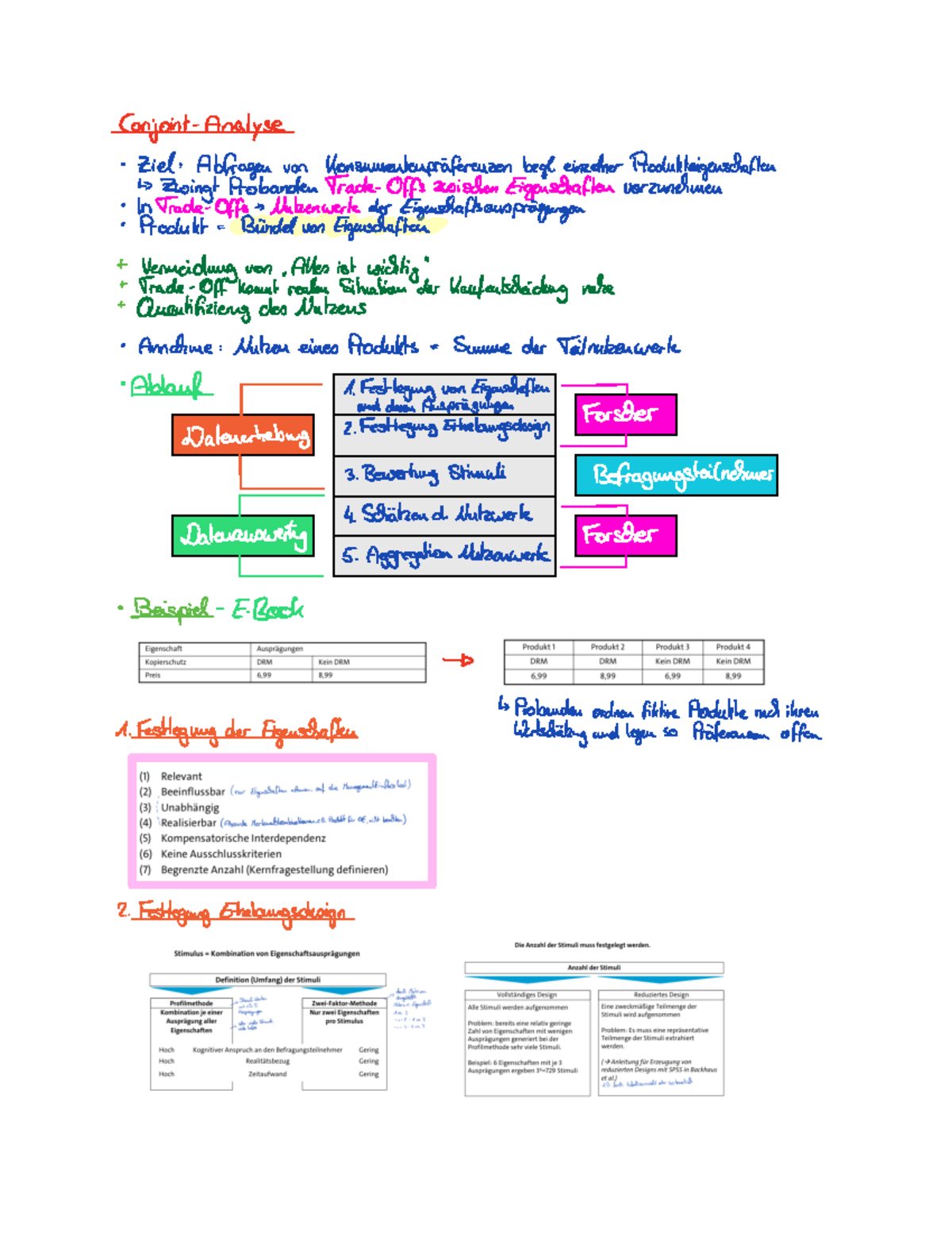Conjoint Mitschrift - Conjoint Analyse Ziel Abfragen von Konsumenten ...