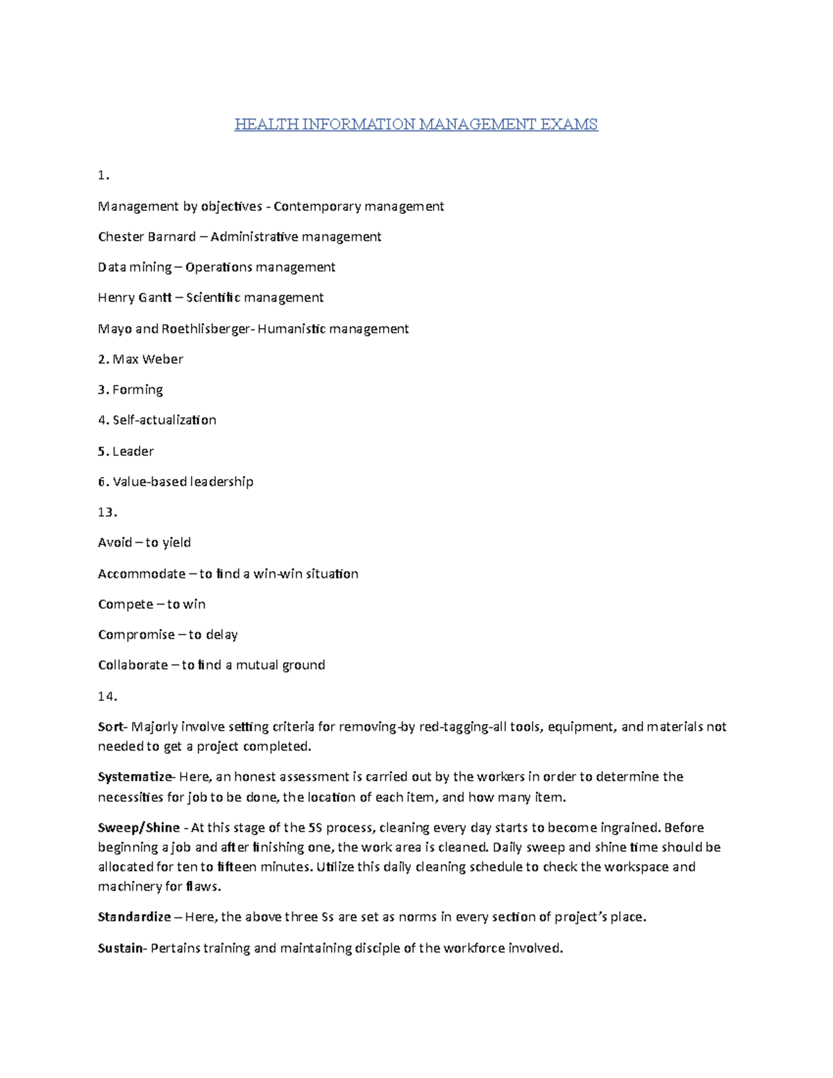 HIM Exams 2096106 - Outlines the aspect of human resources management ...
