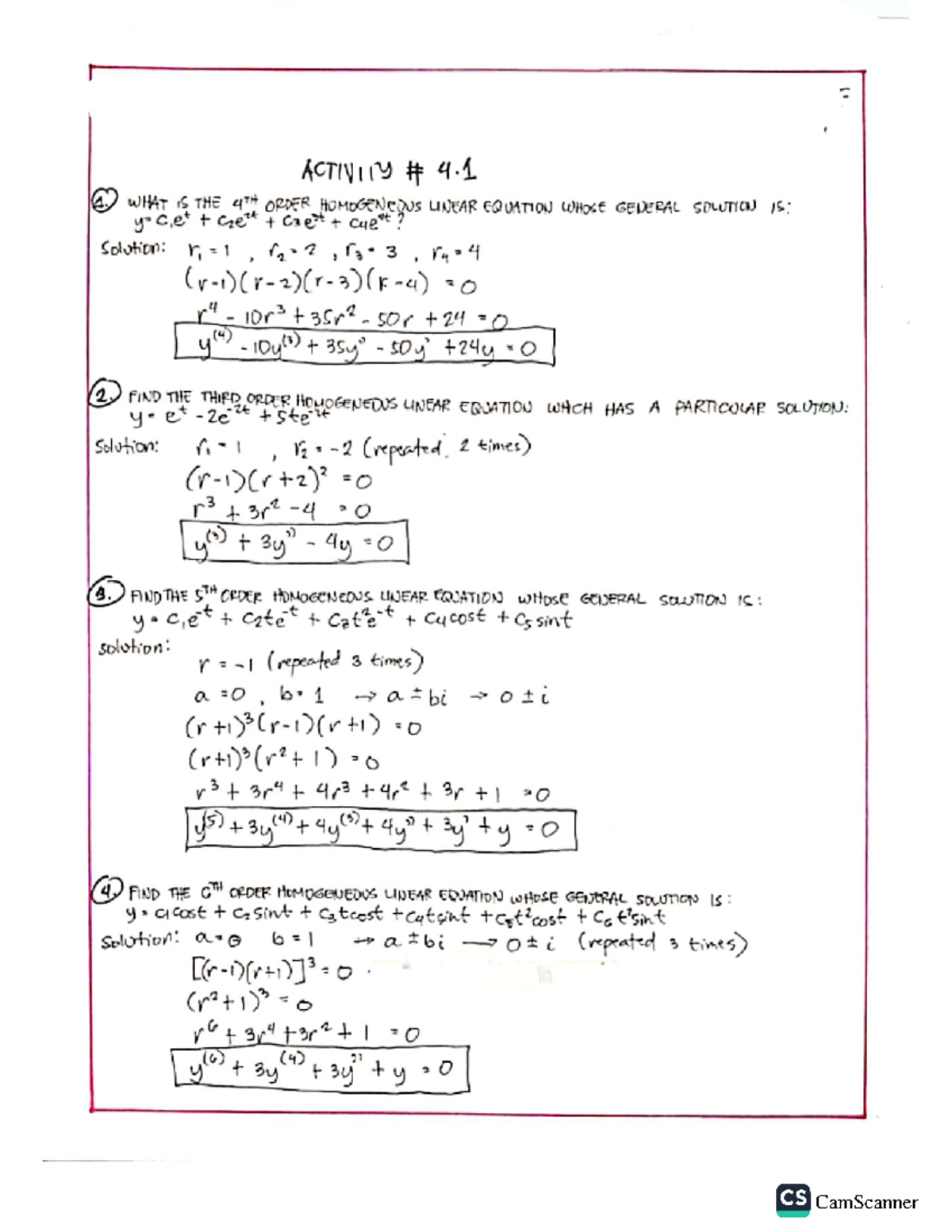 Differential Equations Learning Activity 4 Mechanical Engineering