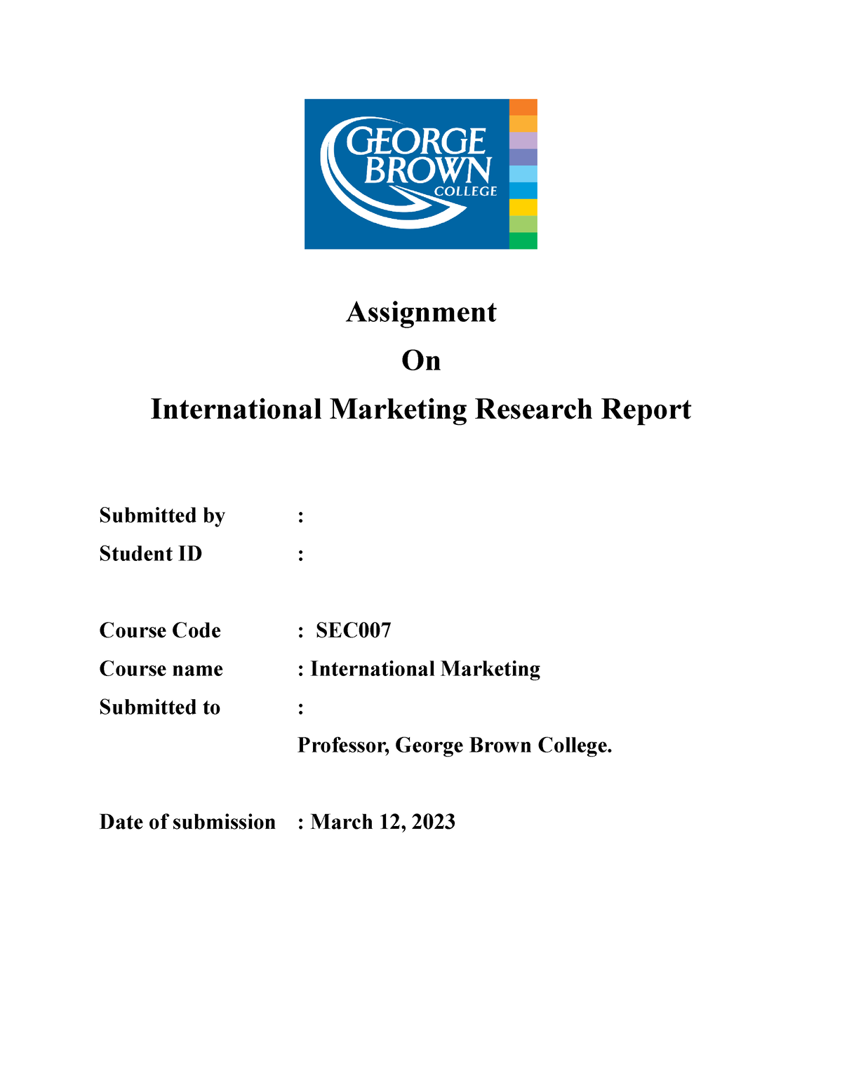 assignment on international marketing