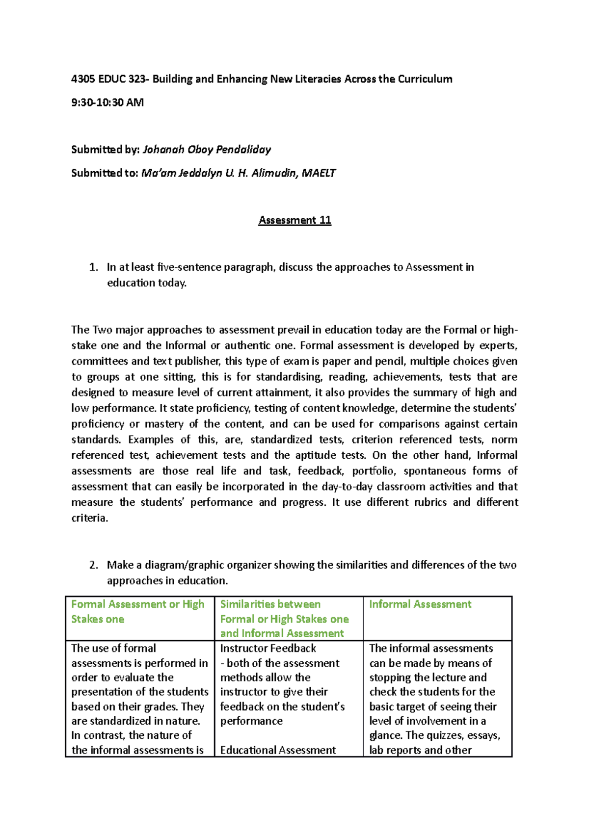 Assessment 11 - 4305 EDUC 323- Building and Enhancing New Literacies ...