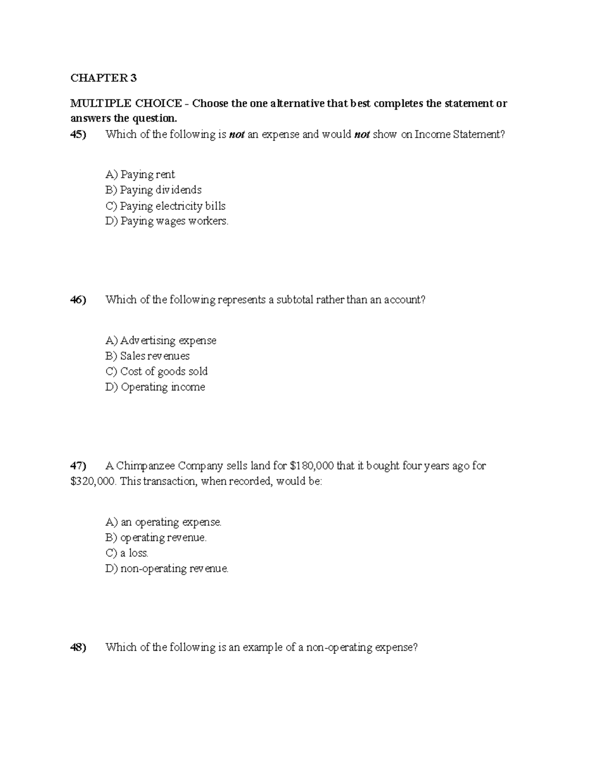 Chapter 3 MCQs FOR Moodle - CHAPTER 3 MULTIPLE CHOICE - Choose The One ...