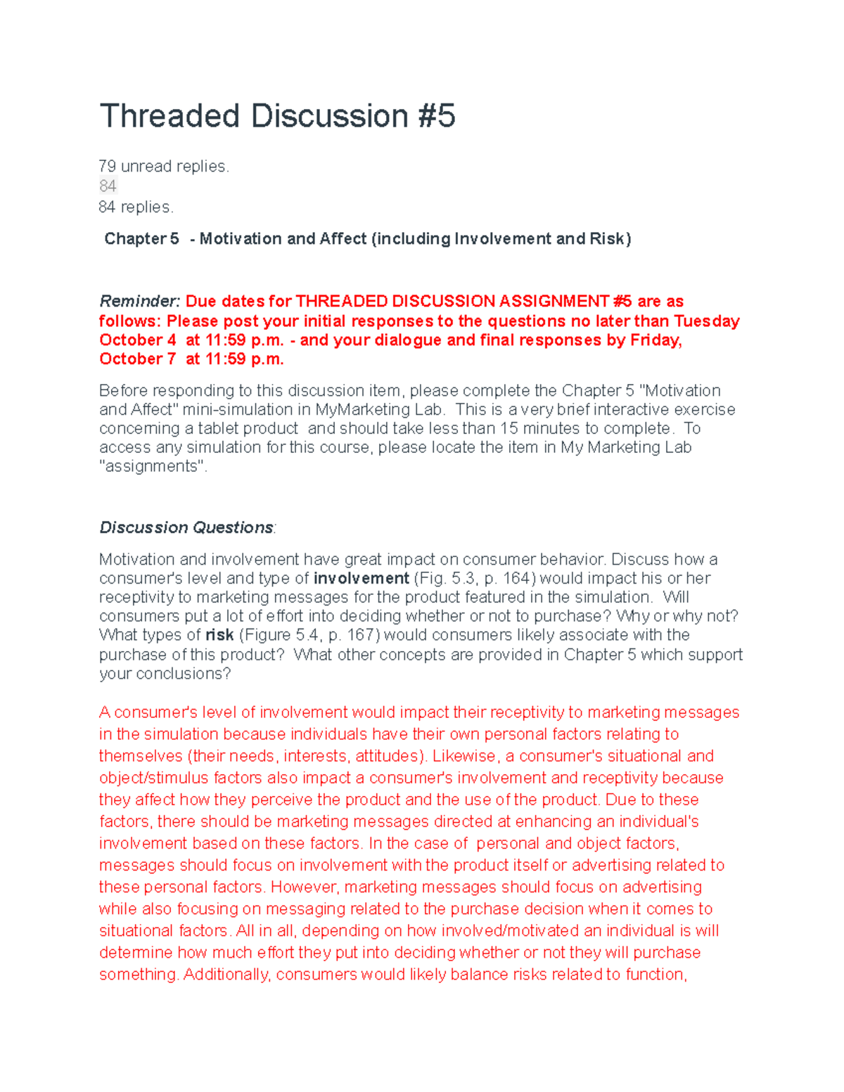 MKTG 365 DB 5 - Discussion Board 5 Professor Davis. - Threaded ...