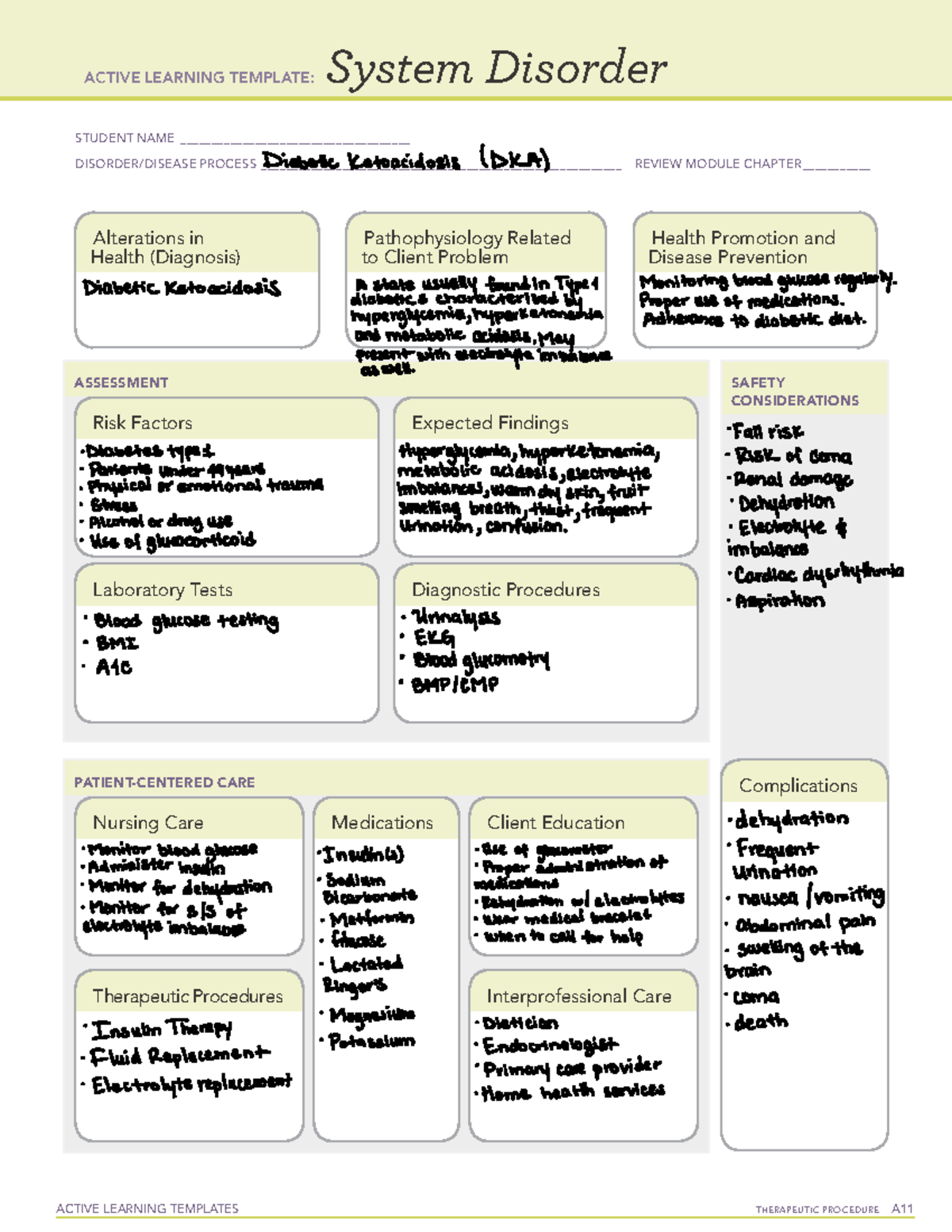 DKA - Ati System Disorder template - ACTIVE LEARNING TEMPLATES ...