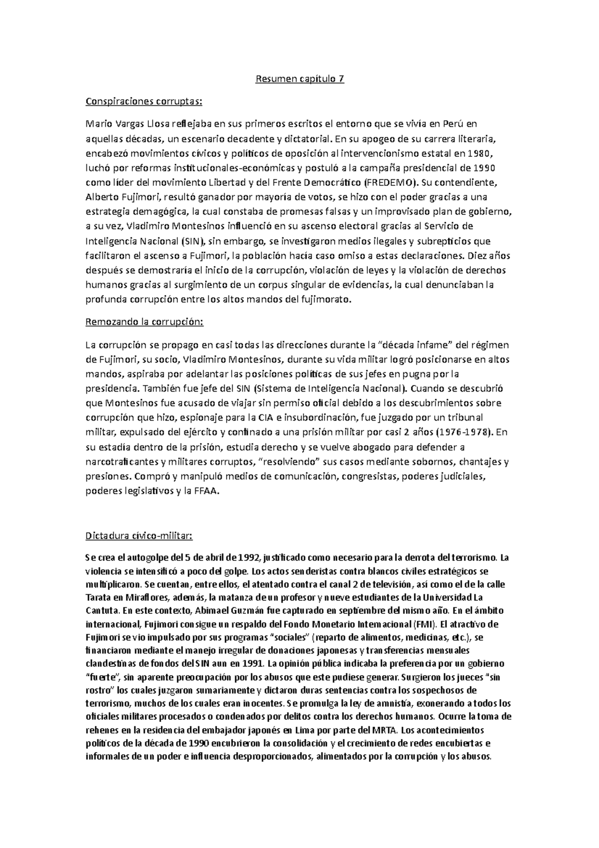 Resumen Capitulo 7 Historia De La Corrupcion Del Peru Doctrina Studocu