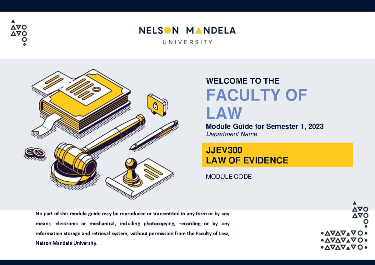 Module guide JJEV300 - JJEV LAW OF EVIDENCE WELCOME TO THE FACULTY OF ...