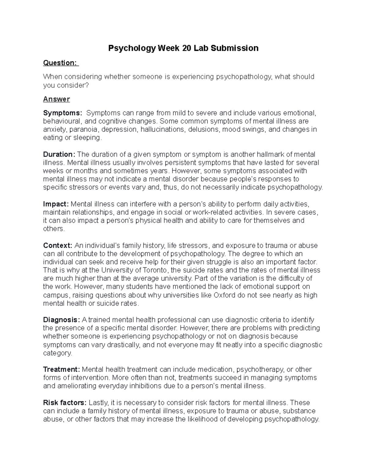 Psychology Week 20 Lab Submission - Psychology Week 20 Lab Submission ...