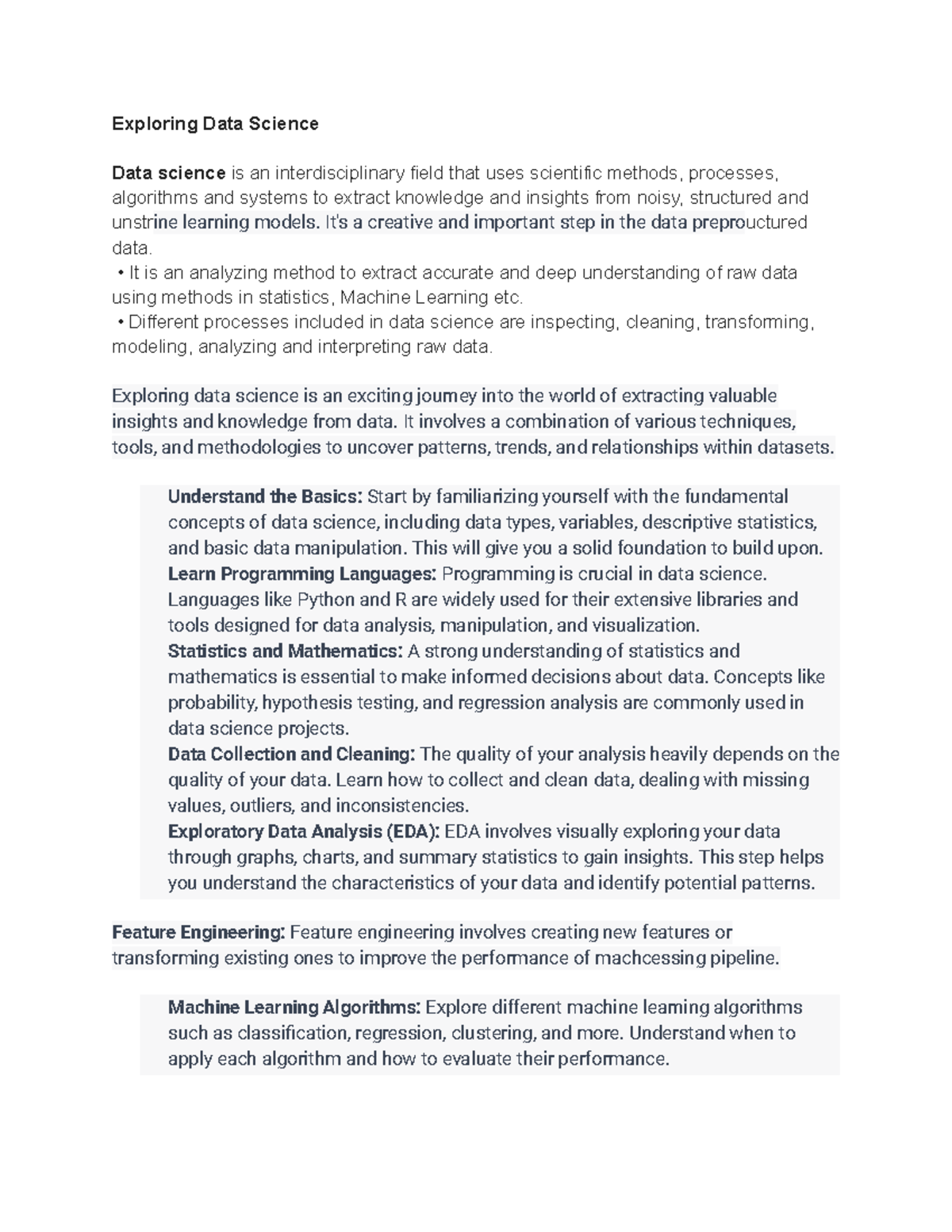 Unit 1 - data science - Exploring Data Science Data science is an ...