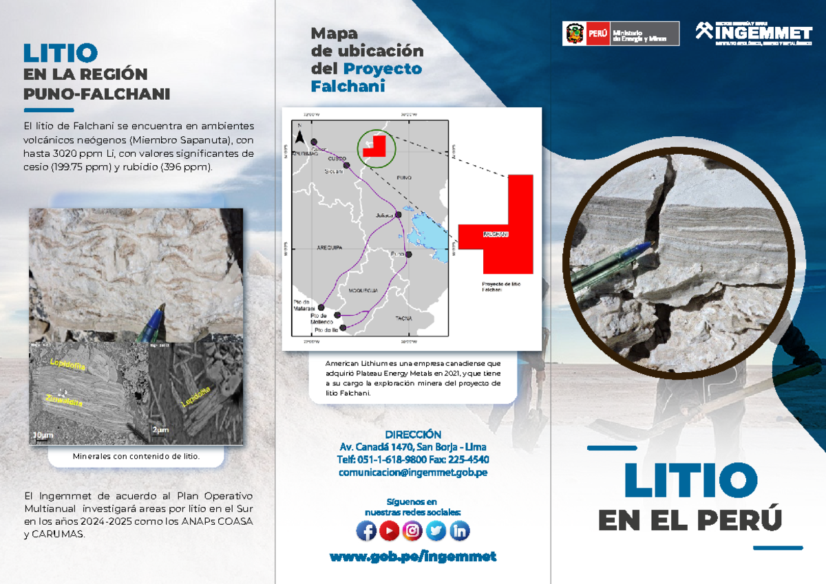 Tríptico de Litio en el Perú - EN LA REGIÓN PUNO-FALCHANI LITIO El ...