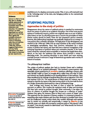 POLS 101 Notes - Pols 101 - POLITICS, ANDREW HEYWOOD CHAPTER I: What Is ...