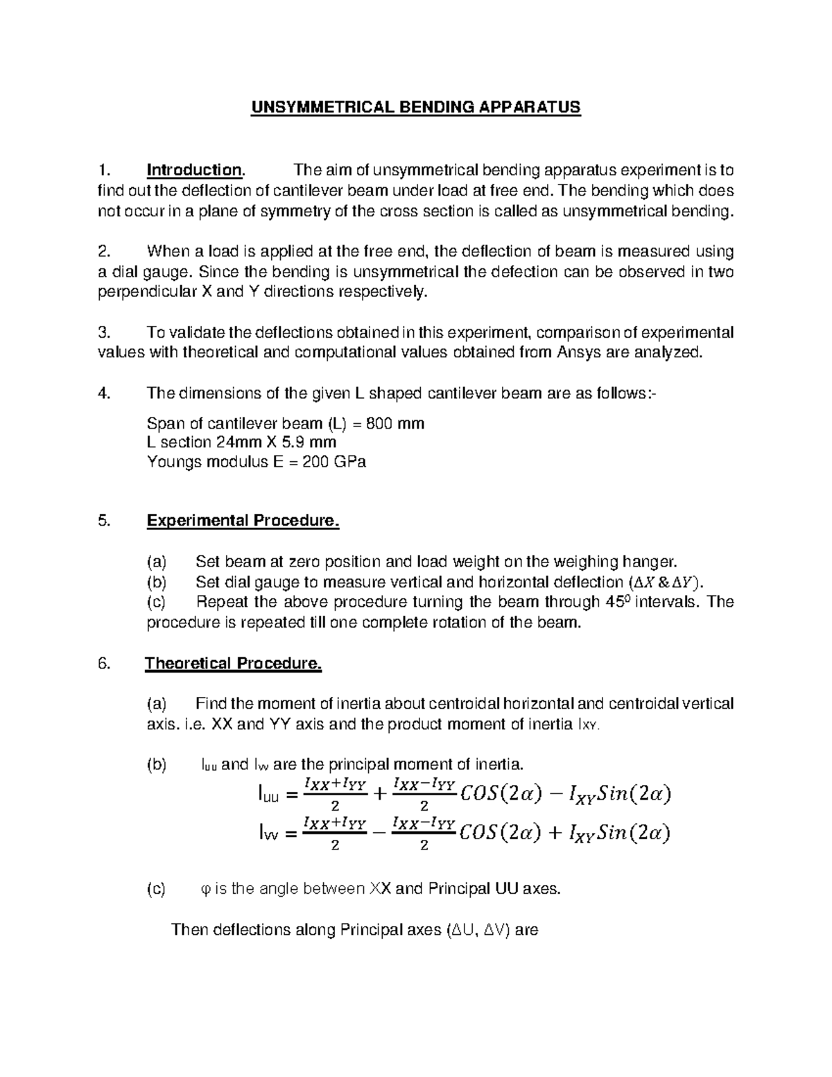 Bending report - computers - UNSYMMETRICAL BENDING APPARATUS ...