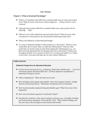 Chapter 1 part 2 - Notes for abnormal psych - Current Perspectives ...