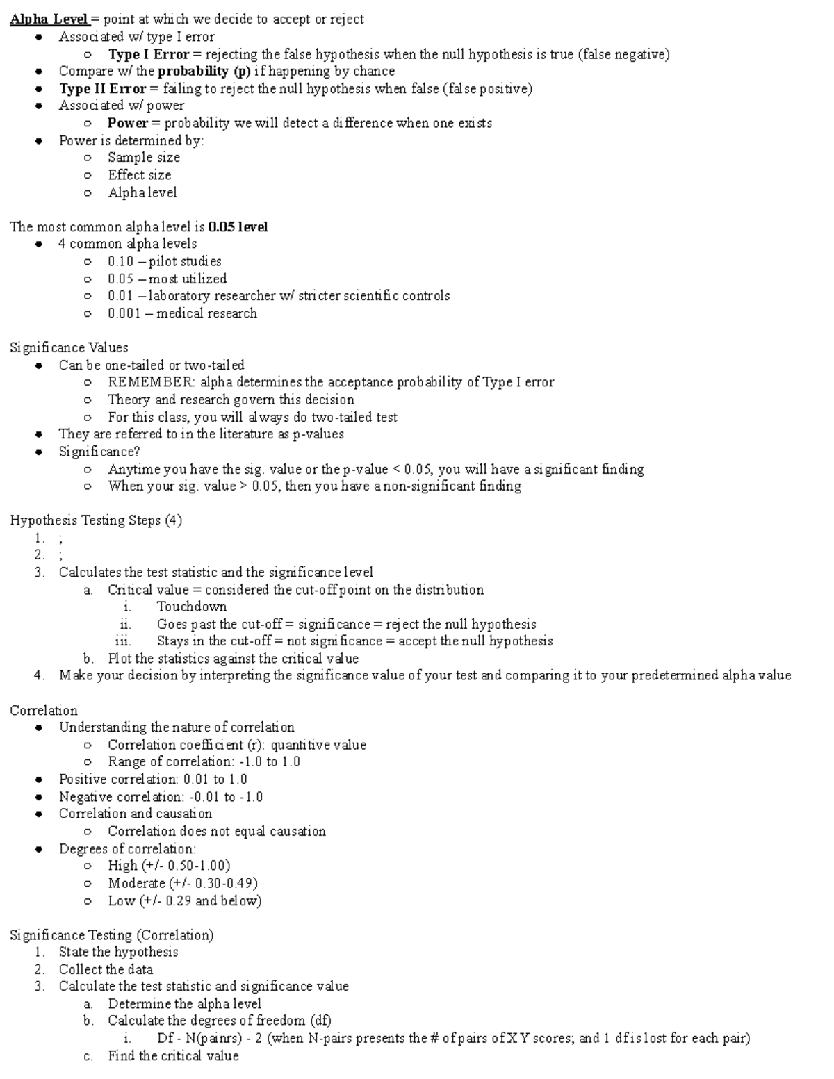 Intro to Research - Alpha Level = point at which we decide to accept or ...